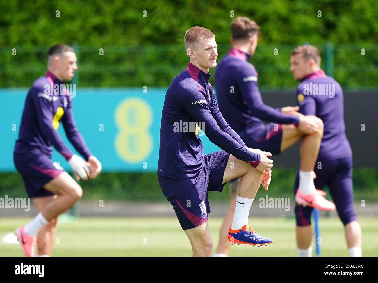 Adam Wharton aus England während eines Trainings bei der Tottenham Hotspur Training Session in London. Bilddatum: Donnerstag, 6. Juni 2024. Stockfoto