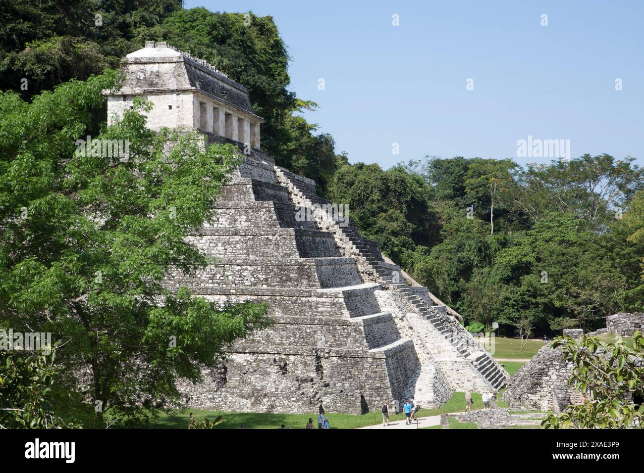 Mexiko, Chiapas, Palenque, Archäologischer Park Palenque, Tempel der Inschriften Stockfoto