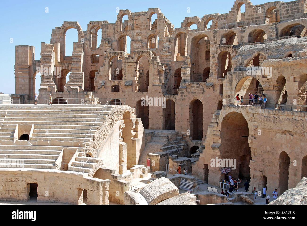 Römisches Amphitheater, El Jem, ehemals Thysdrus, Gouvernement Mahdia, Tunesien Stockfoto