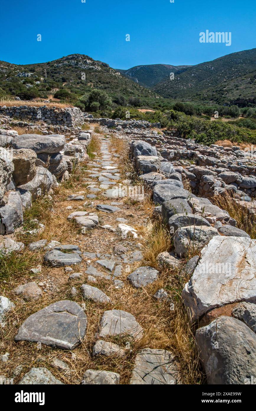 Ruinen der minoischen Stadt Gournia, Bronzezeit, Ostkreta, Griechenland Stockfoto