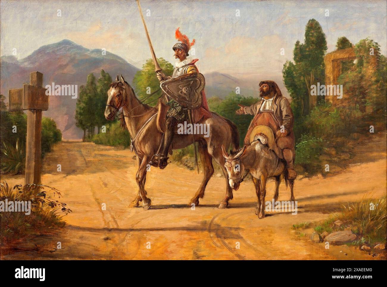 Don Quijote und Sancho Panza an einer Kreuzung, (nach 1847) von Wilhelm Marstrand Stockfoto