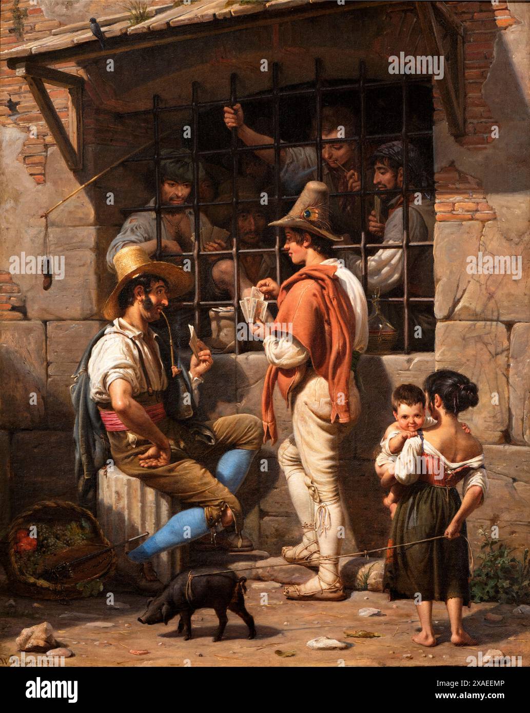 Gefängnisszene in Rom, 1837 von Wilhelm Marstrand Stockfoto