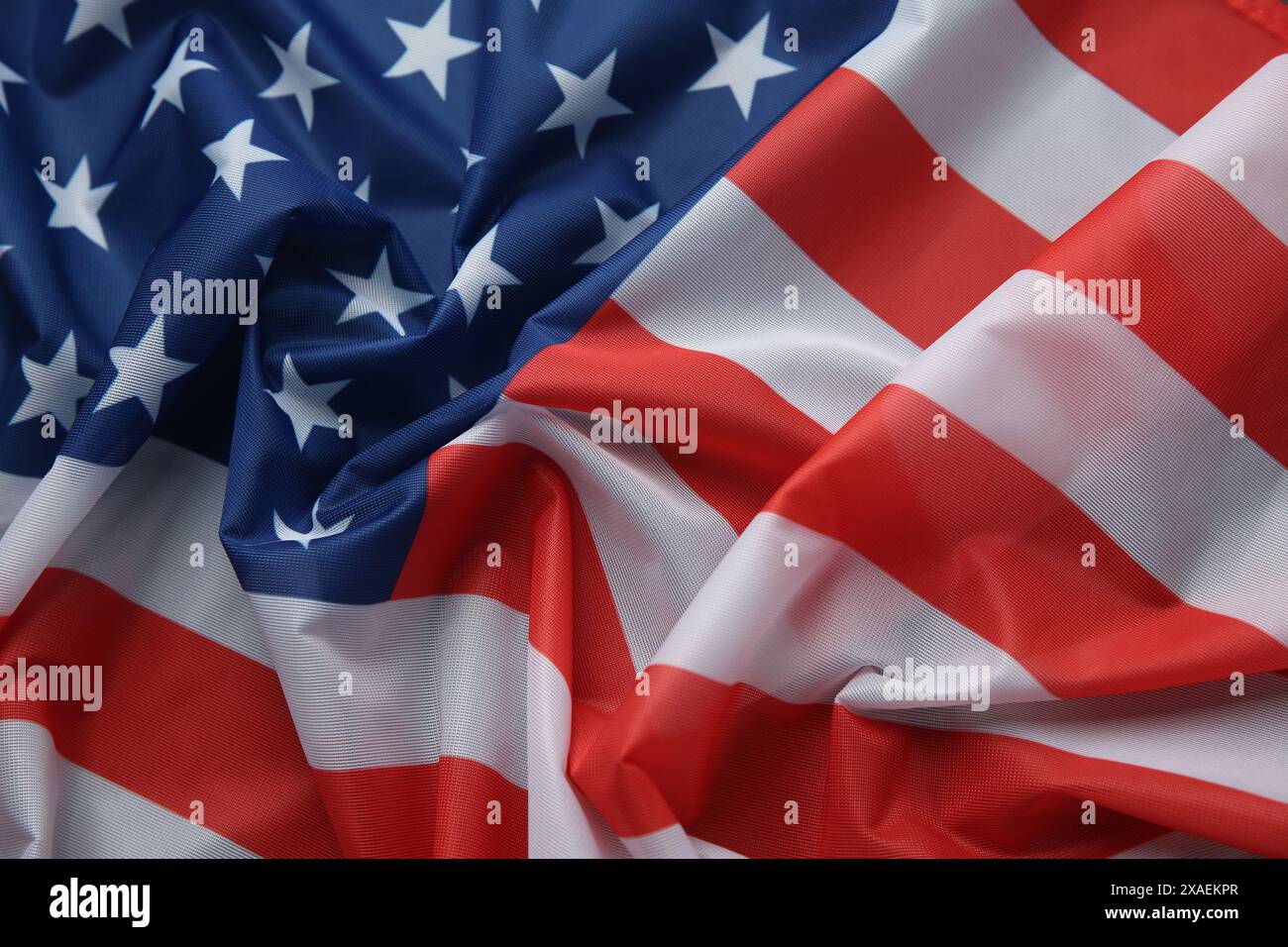 Flagge der USA als Hintergrund, Draufsicht Stockfoto