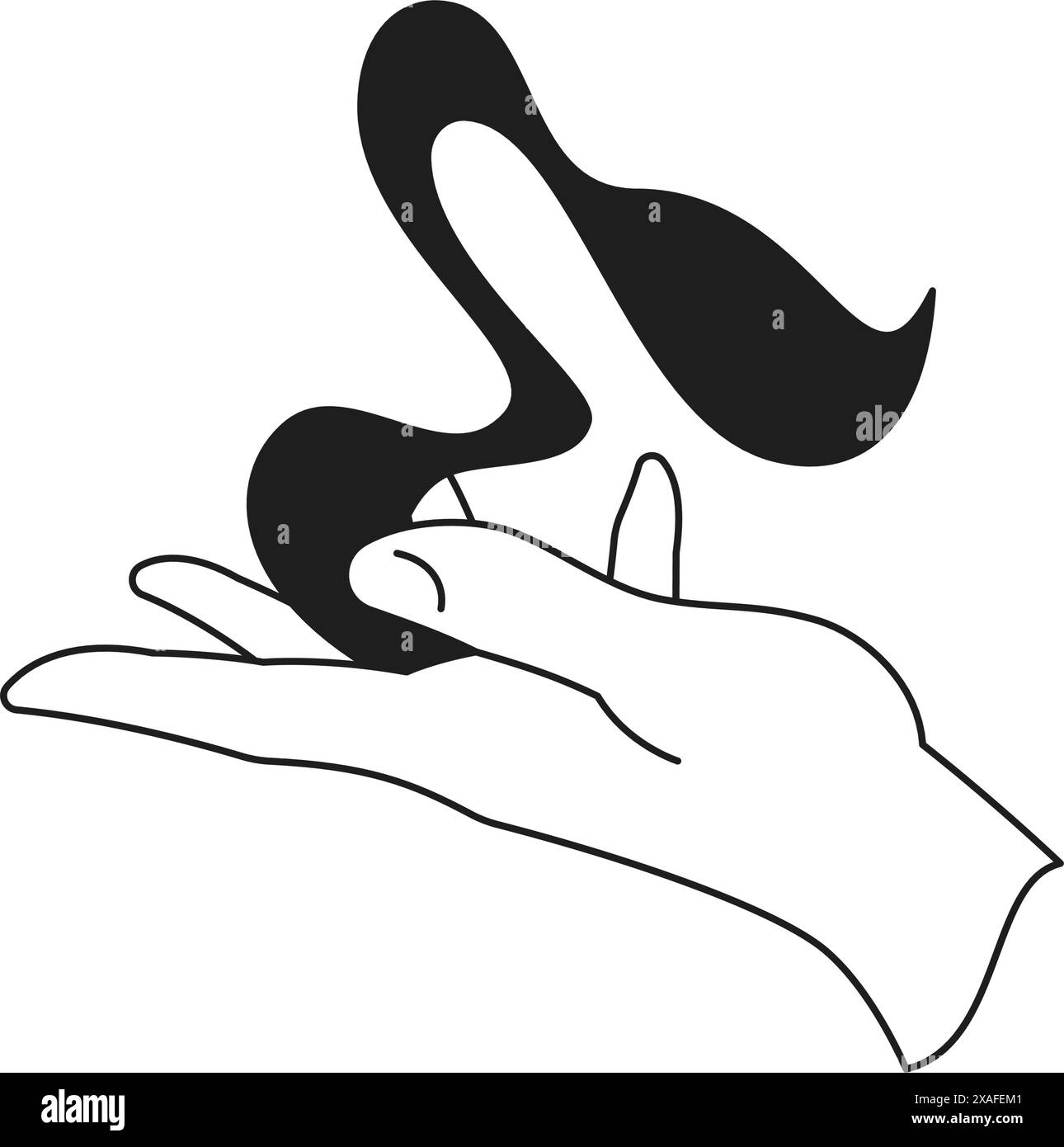 Y2K menschliche Hand, die Rauch abstrakten Luftdampf monochrome Linie Retro groovy Icon Vektor Illustration hält. Vintage-Arm mit Nebel Magic Steam Fire Effec Stock Vektor