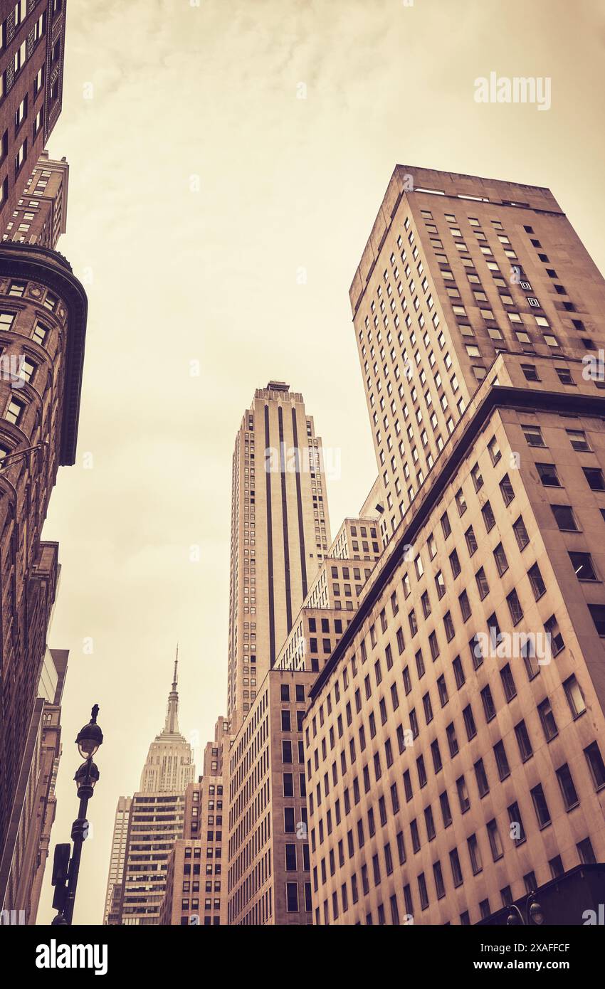 New Yorker Wolkenkratzer, Farbton angewendet, USA. Stockfoto