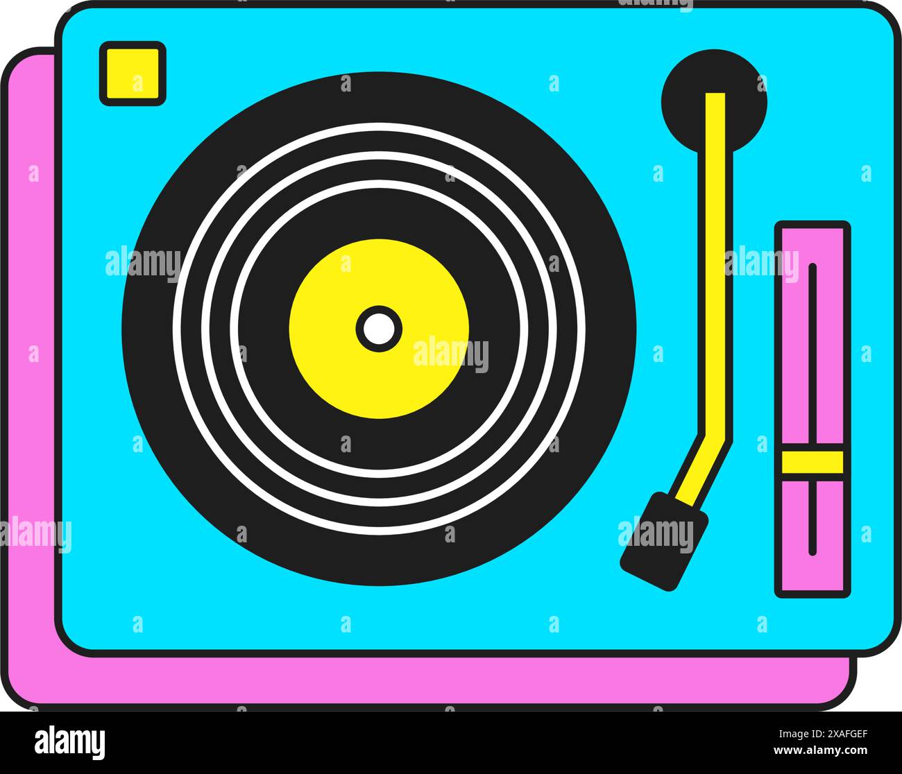 Y2K Retro Plattenspieler für Musik spielen Cartoon Element groovige Stil Icon Vektor flache Illustration. Vintage-Musikübertragung tec Stock Vektor