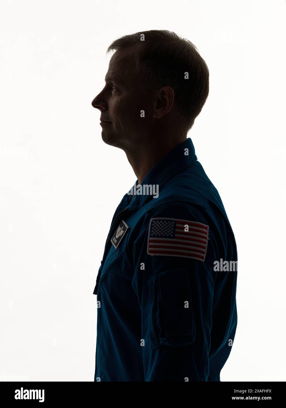 Houston, Texas, USA. Dezember 2023. NASA-Astronaut und SpaceX Crew-9-Pilot Nick Hague posieren für ein Porträt im Johnson Space Center der NASA in Houston. Texas. (Kreditbild: © Bill Stafford/Robert Markowitz/NASA/ZUMA Press Wire) NUR REDAKTIONELLE VERWENDUNG! Nicht für kommerzielle ZWECKE! Stockfoto