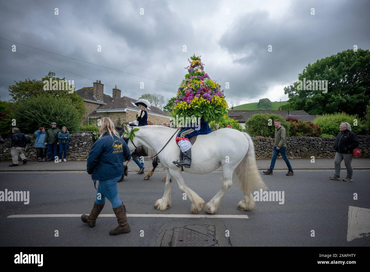 Garland Day Celebration in Castleton, Derbyshire, Großbritannien Stockfoto