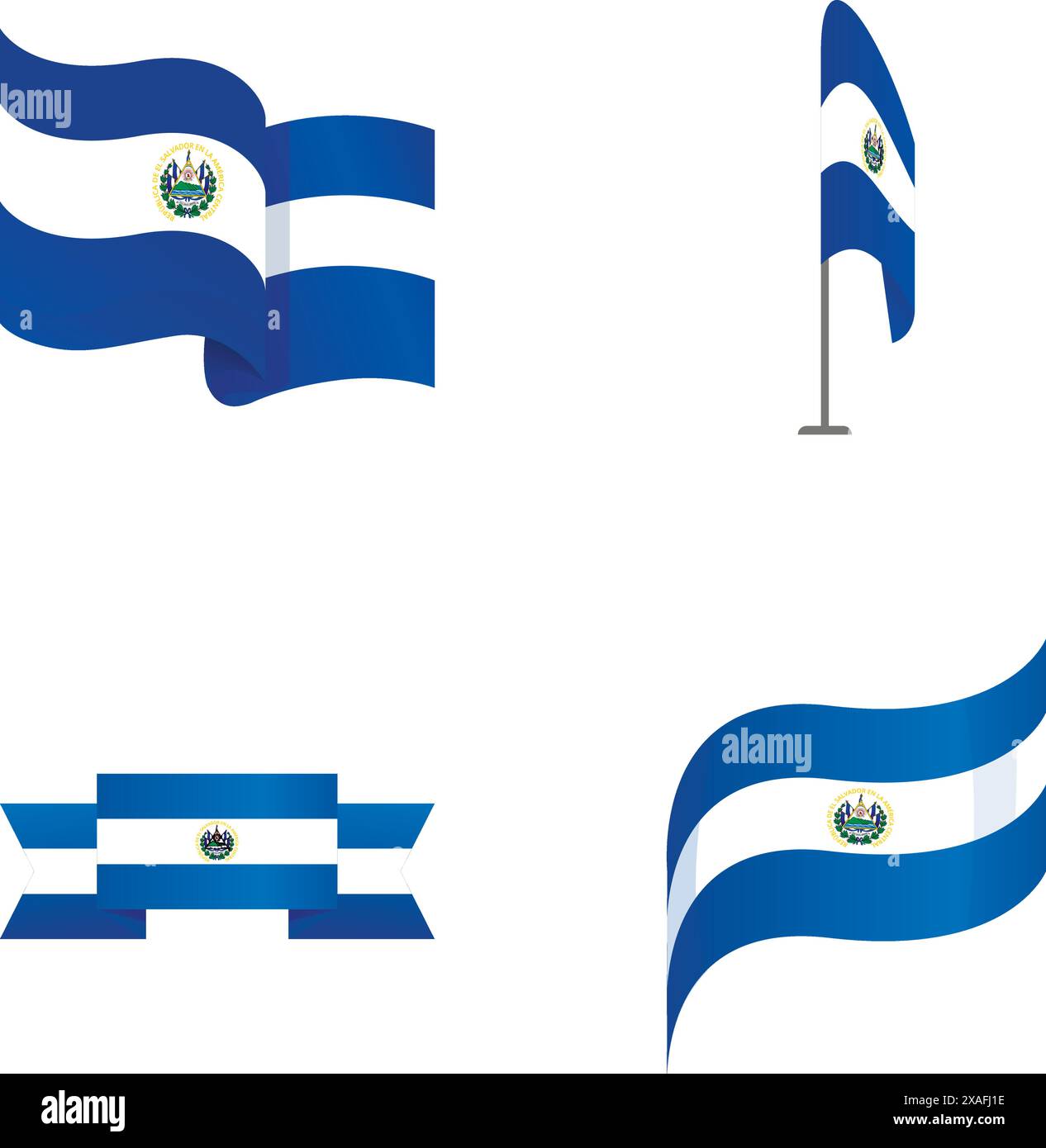 Salvador Flaggensymbole setzen Cartoonvektor. Flagge des Nationalstaats El salvador. zentralamerikanisches Land Stock Vektor