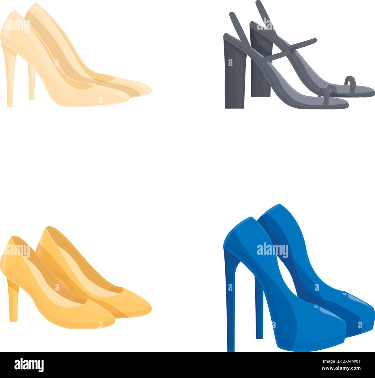 Kollektion eleganter High Heels in verschiedenen Styles und Farben Stock Vektor