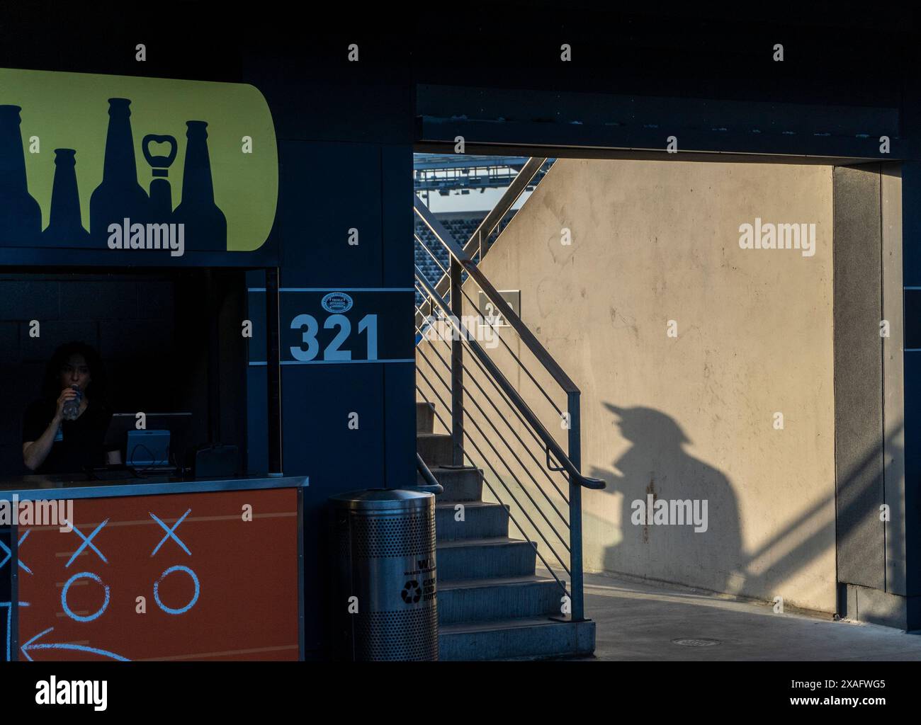 Schatten eines Fans beim Rolling Stones Konzert im MetLife Stadium Stockfoto