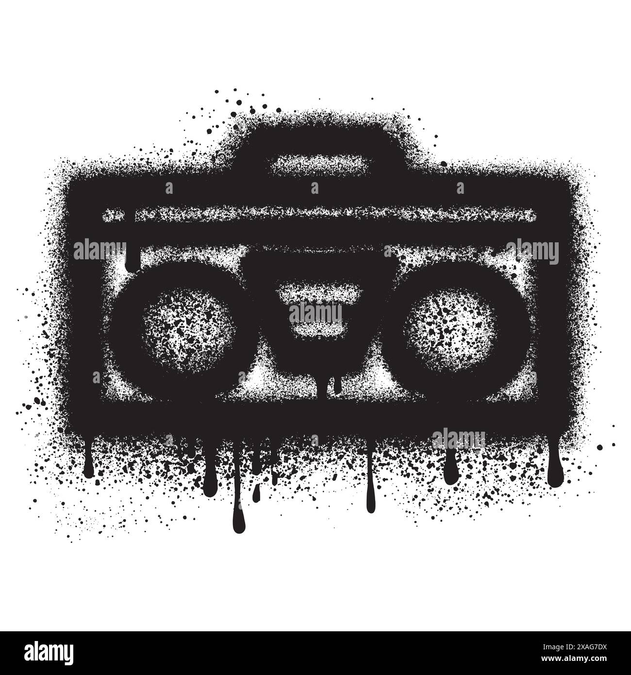 Sprühlackierter Graffiti-Fernseher mit weißem Hintergrund. Vektordesign Street Art. EPS 10. Stock Vektor