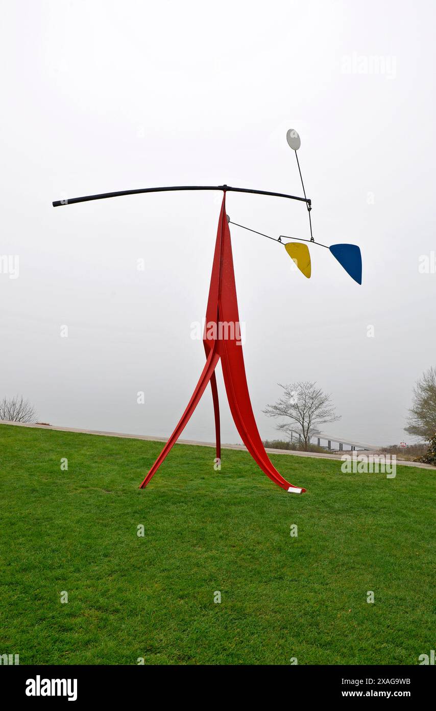 Kunst; Bildhauer, Calder, Alexander Calder, Mobile, Galerie; museum; Louisiana; Moderne; Kunst; Touristen; Attraktion; Kopenhagen; Dänemark; EU; Europa; Stockfoto