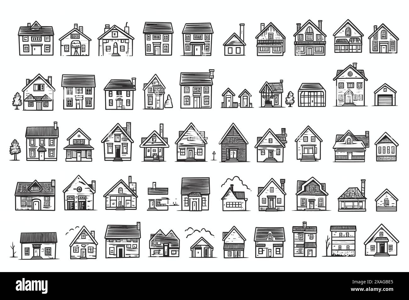 Handgezeichnetes House Doodle Set Stock Vektor