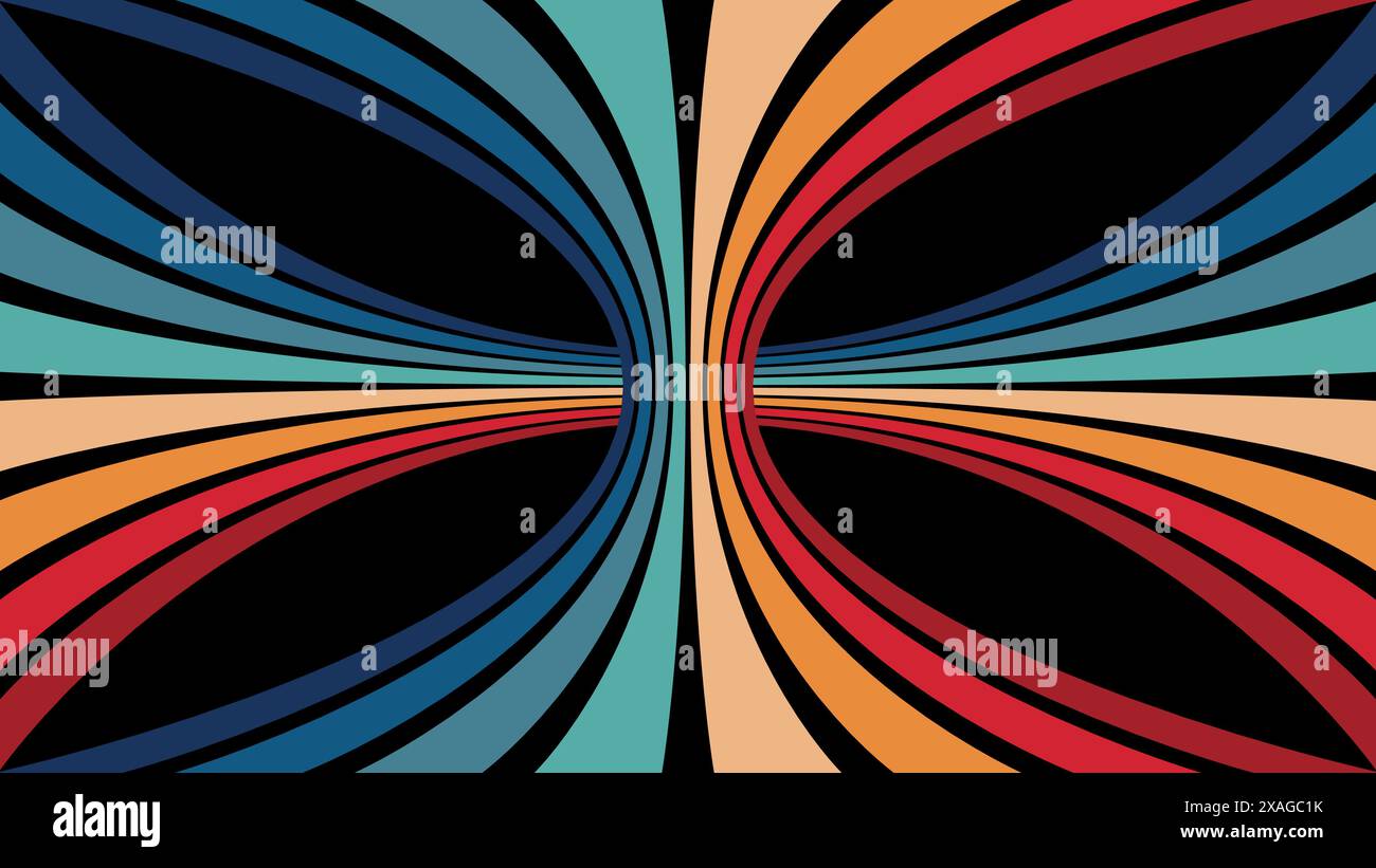 Vintage gestreifte Hintergründe, Retro-Farben aus den 1900er, 70er, 80er, 90er Jahren Retro-Design mit Streifen im Hintergrund und Posterlinien im Vintage-Stil Stock Vektor