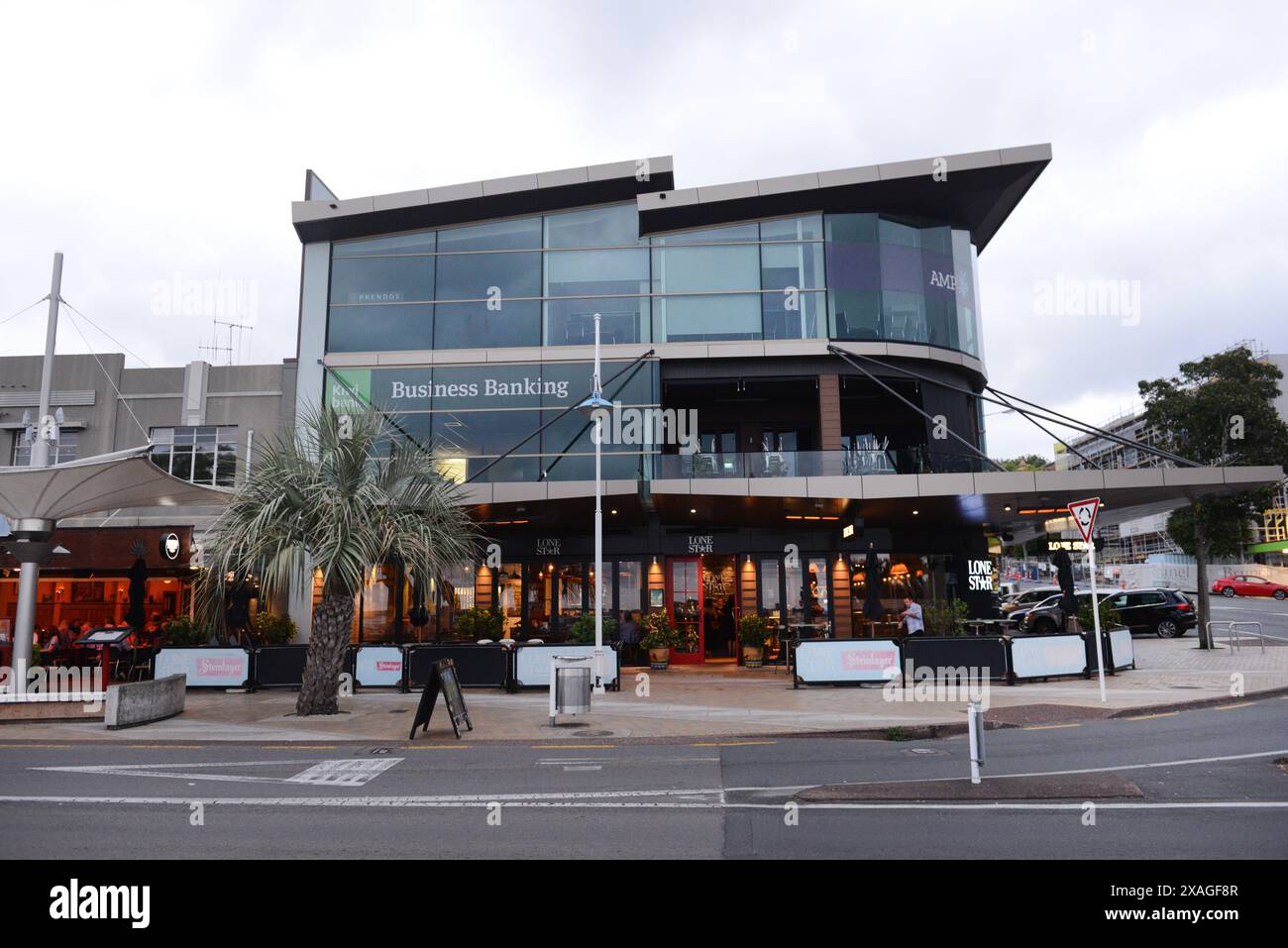Das Lone Star Café am Strand, Tauranga, Neuseeland. Stockfoto