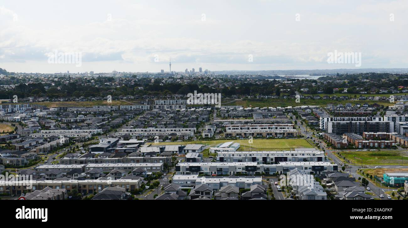 Maungarei / Mount Wellington ist ein 135 Meter hoher vulkanischer Gipfel des Auckland Volcanic Field in Auckland, Neuseeland. Stockfoto