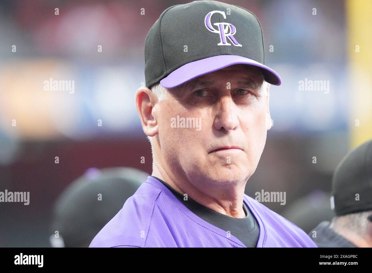 St. Louis, Usa. Juni 2024. Bub Black, Manager der Colorado Rockies, blickt auf die Tribüne während eines Spiels gegen die St. Louis Cardinals am Donnerstag, den 6. Juni 2024, im Busch Stadium in St. Louis. Foto: Bill Greenblatt/UPI Credit: UPI/Alamy Live News Stockfoto