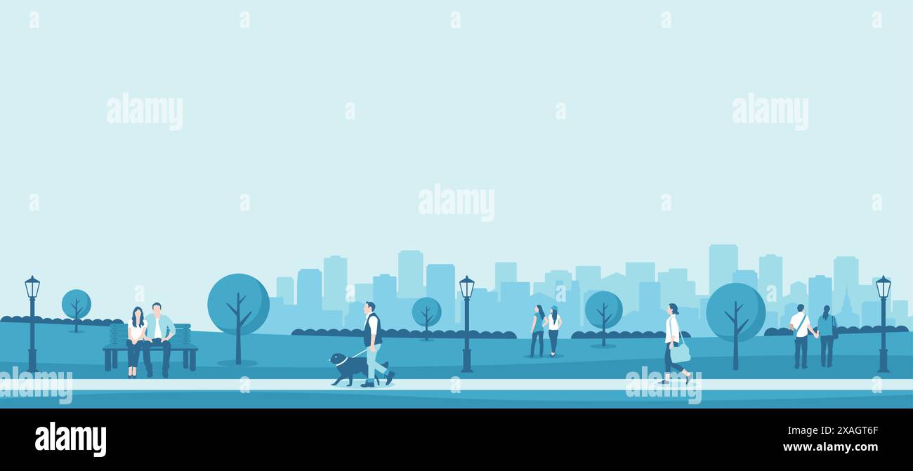 Öffentlicher Park Landschaft Vektor Illustration ( blaue Farbe ) Stock Vektor