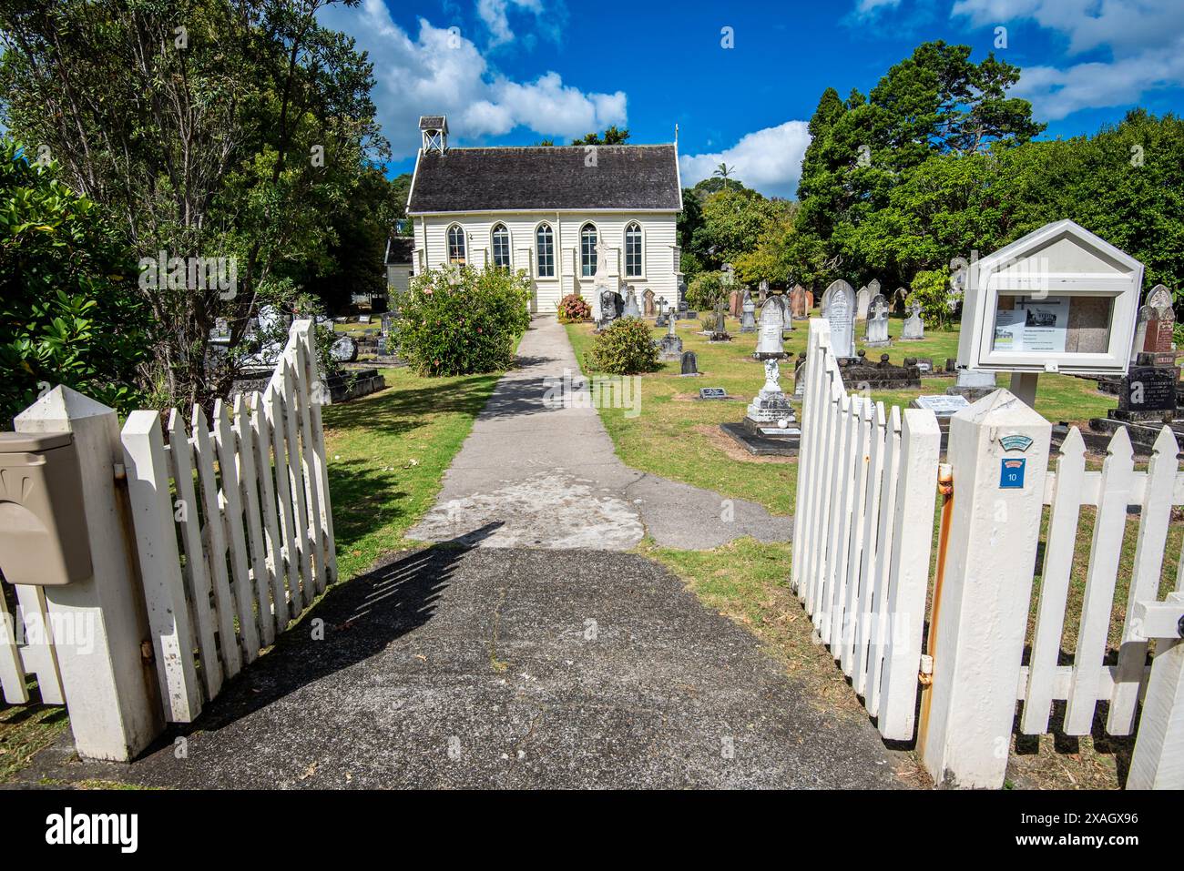 Die Christ Church (Māori: TE Whare Karakia o Kororareka) ist Neuseelands älteste erhaltene Kirche im Dorf Russell in der Bay of Islands Stockfoto