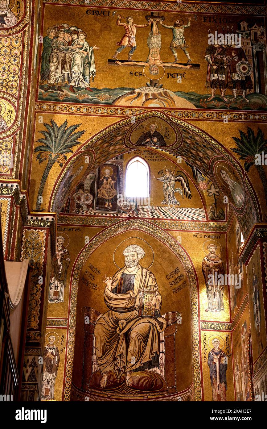 Mosaik des Heiligen Peter in der Kathedrale von Monreale in Sizilien Italien Stockfoto