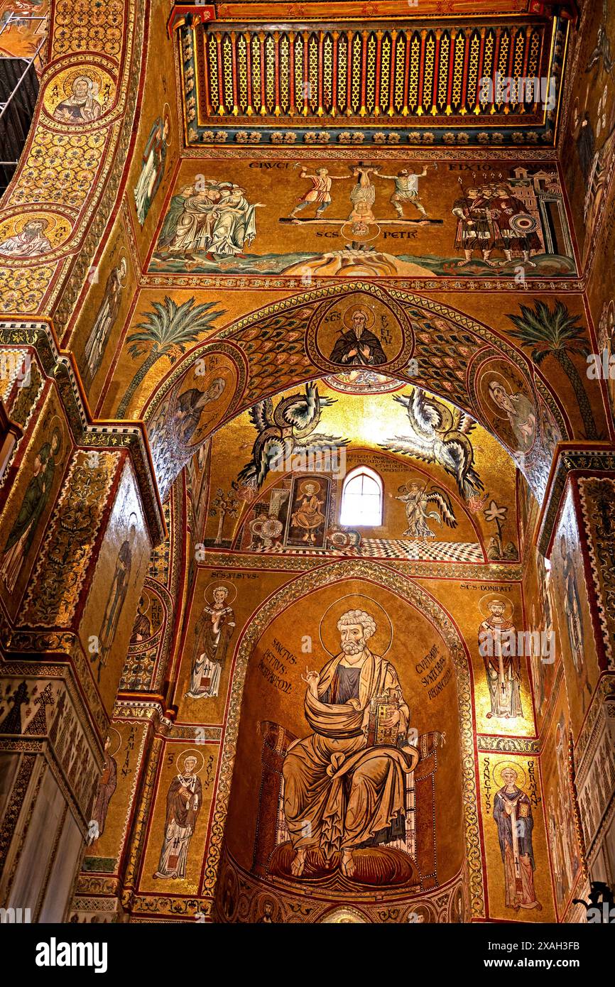 Mosaik des Heiligen Peter in der Kathedrale von Monreale in Sizilien Italien Stockfoto