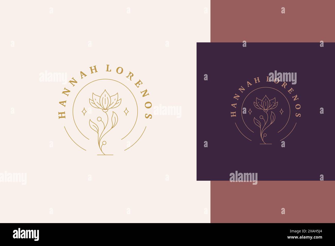 Einfache Vektor-Illustration der linearen Stil Emblem Vorlage mit elegantem Blumenwachstum und Shining entworfen für professionelle Gartenindustrie Busine Stock Vektor