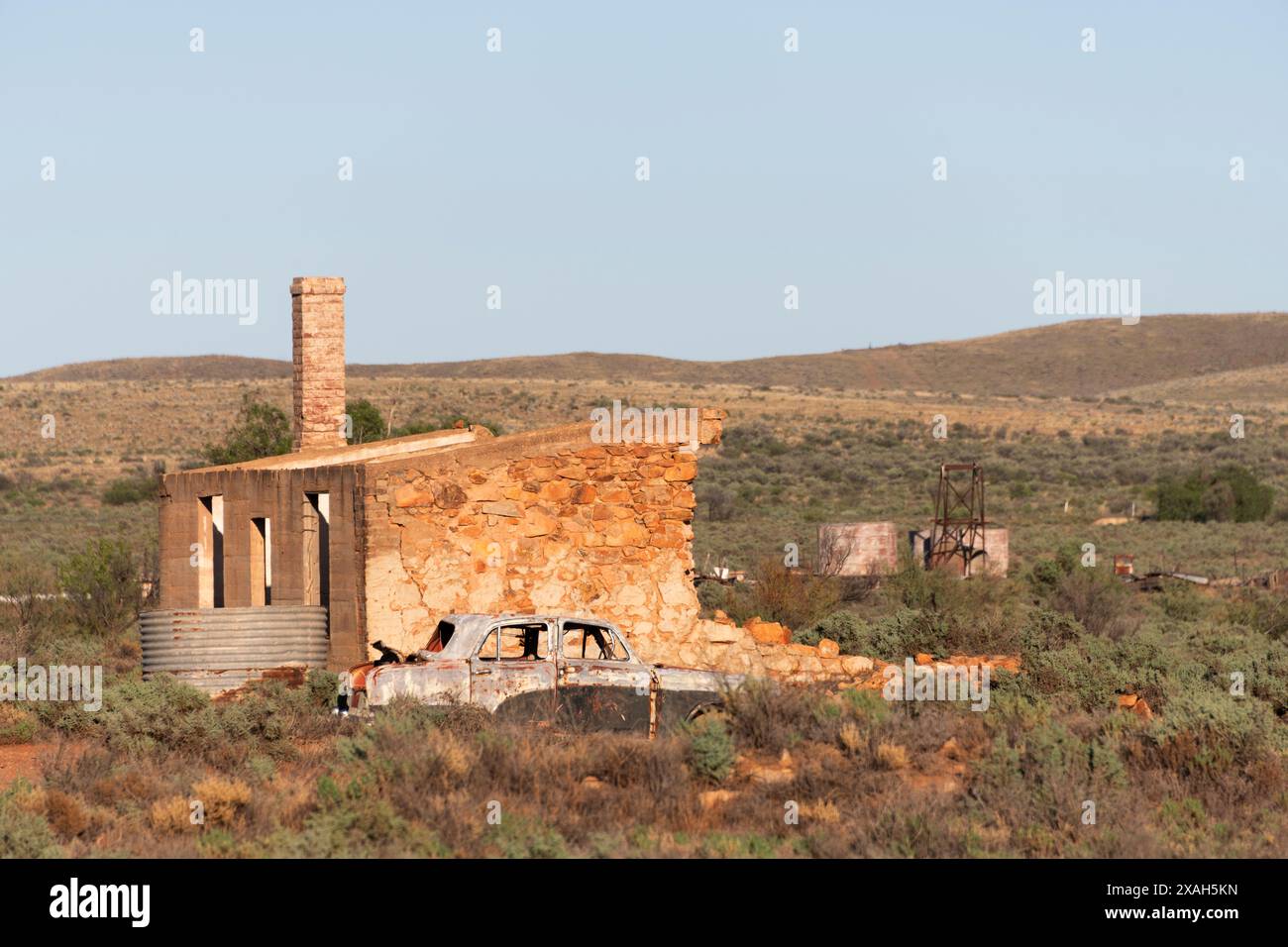 Ein verlassenes Steinhaus in Silverton, New South Wales. Stockfoto