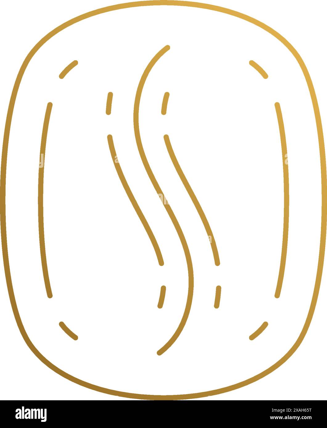 Minimale Vektorillustration der linearen Stil Logo Design Vorlage der Kaffeebohne Hand gezeichnet mit goldenen Linien Stock Vektor