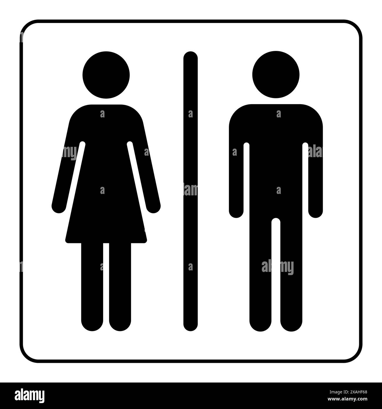WC-Zeichen, WC-Symbol der Männer und Frauen Silhouettenform, schwarz-weiße Vektor-Illustration Stock Vektor