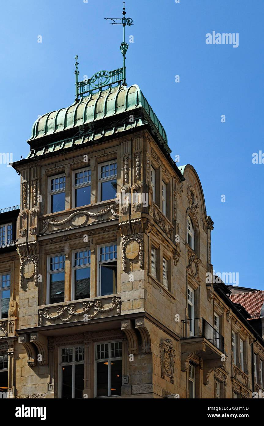 Turm eines Eckhauses im Jugendstilstil (1903-1904), Heidelberg, Baden-Württemberg, Deutschland Stockfoto