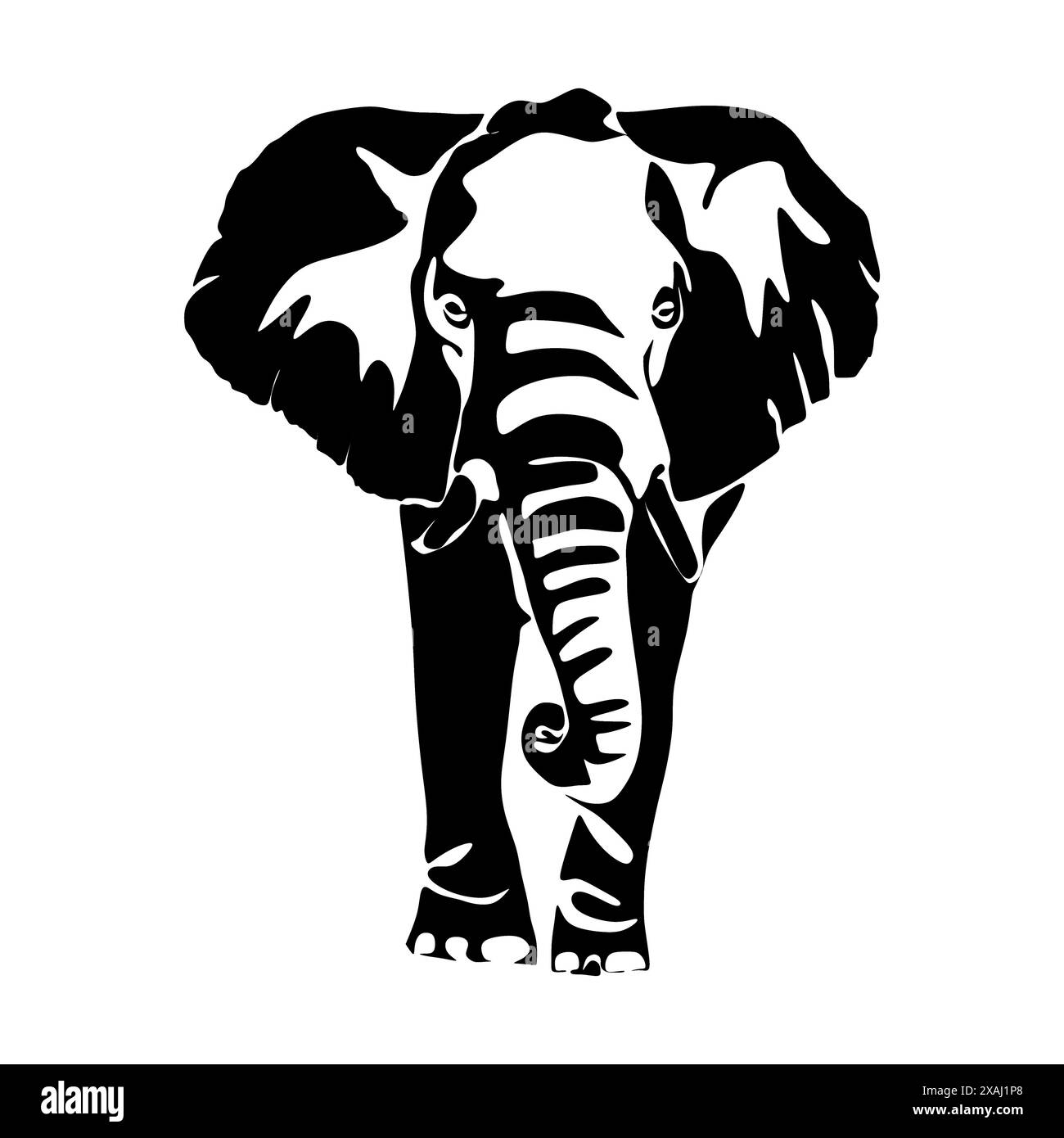 Silhouette des Elefanten. Schwarzweißes Vektor-Illustrationsdesign Stock Vektor