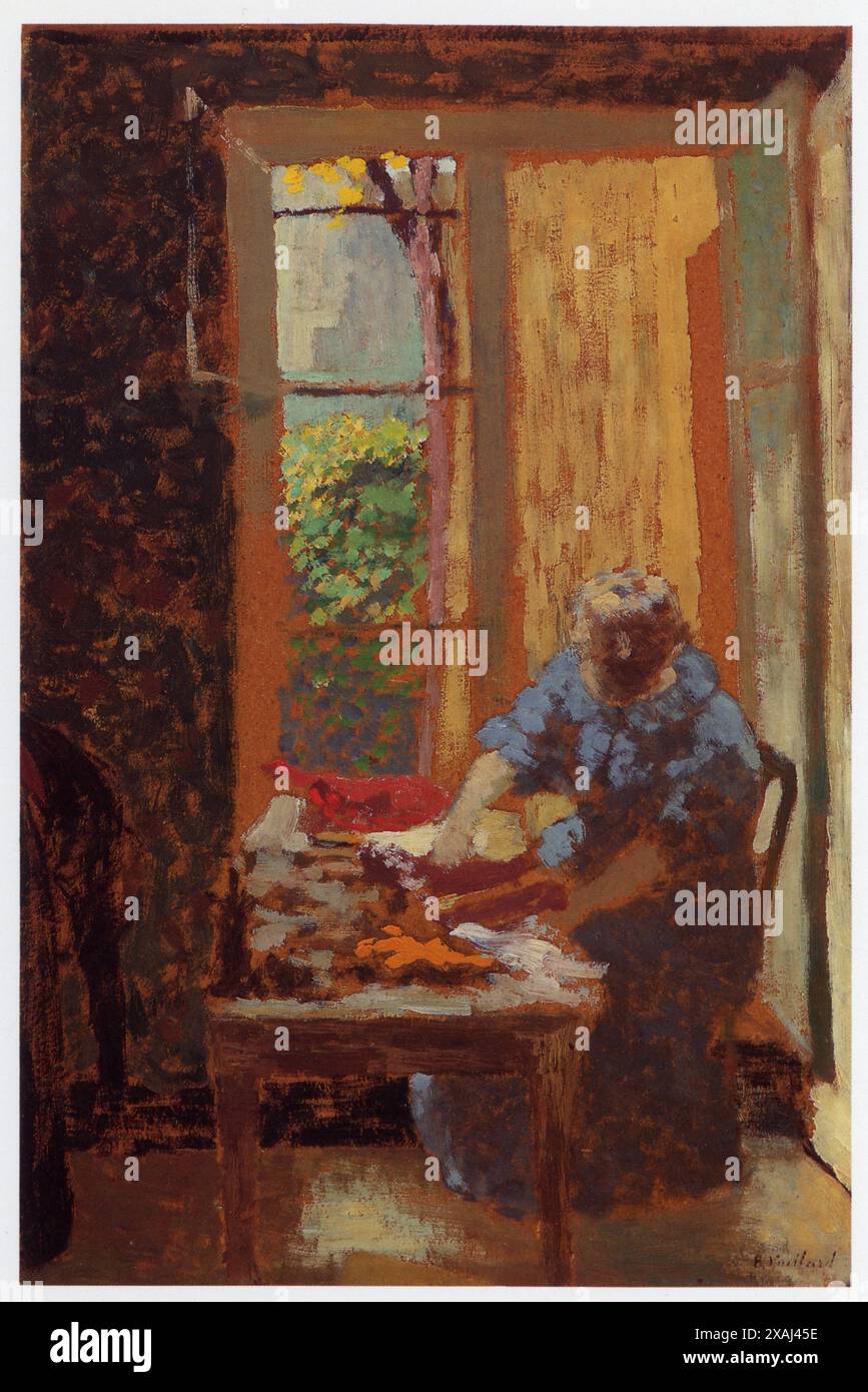 Edouard Vuillard.(1868-1940). La Couturière. Huile sur Karton. 1895 Stockfoto