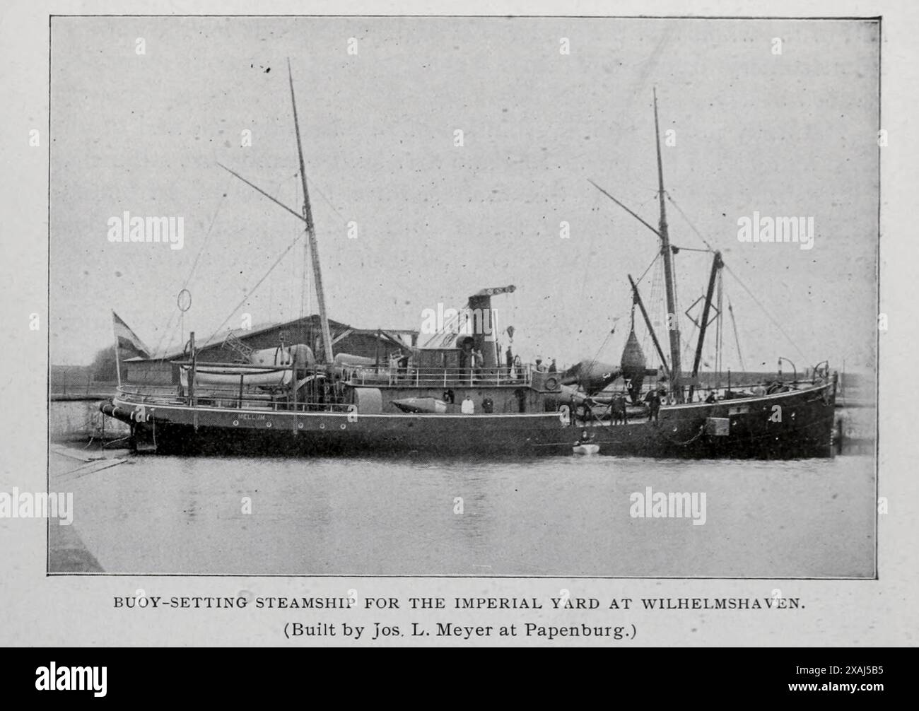 BOJE SETZENDES DAMPFSCHIFF FÜR DEN KAISERHOF IN WILHELMSHAVEN. (Gebaut von Jos. L. Meyer in Papenburg.) Aus dem Beitrag ZUR ENTWICKLUNG DES DEUTSCHEN SCHIFFBAUS. Von Rudolph Haack. TEIL I: HISTORISCHE UBERSICHT. Aus dem Engineering Magazine widmet sich Industrial Progress Band XVII 1899 The Engineering Magazine Co Stockfoto