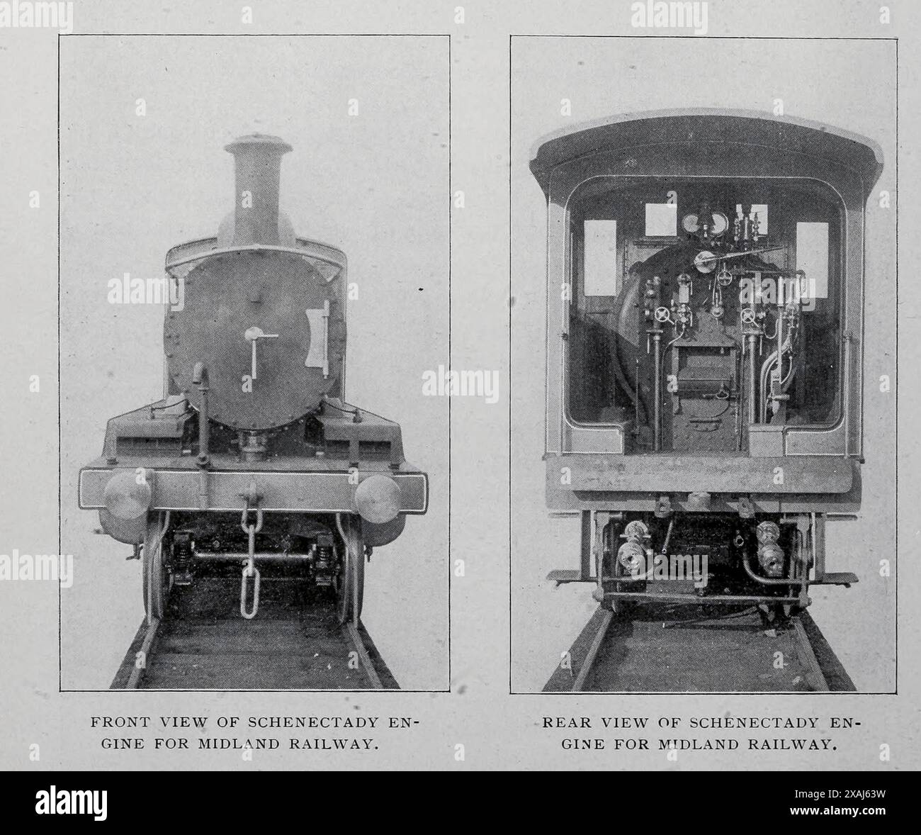 SCHENECTADY ENGINE 2512 FÜR MIDLAND RAILWAY aus dem Artikel ENGLISH AND AMERICAN LOCOMOTIVE BUILDING Part II von Charles Rous-Marten. Aus dem Engineering Magazine widmet sich Industrial Progress Band XVII 1899 The Engineering Magazine Co Stockfoto