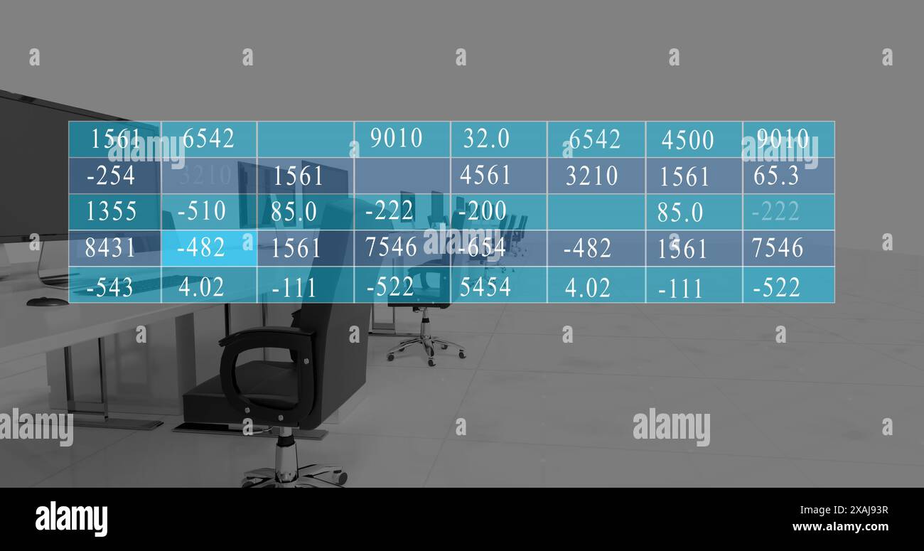Bild der Verarbeitung von Finanzdaten und Statistiken über das Büro Stockfoto