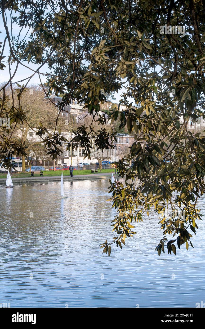 Trenance Boating Lake in Newquay in Cornwall in Großbritannien. Stockfoto
