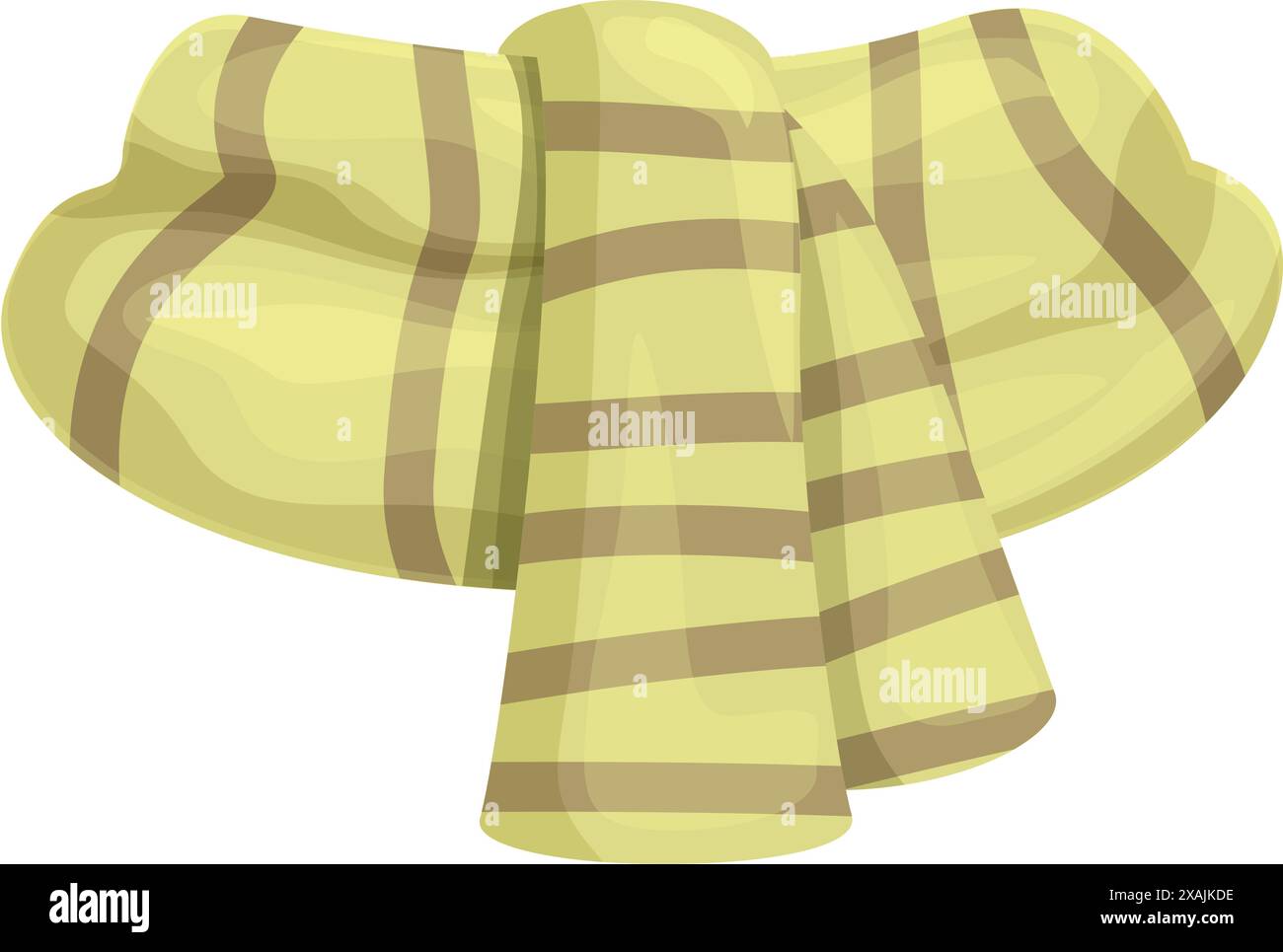 Grün gestreifter Winterschal, der um den Hals gebunden ist, bietet Wärme und Tragekomfort in den kälteren Monaten Stock Vektor