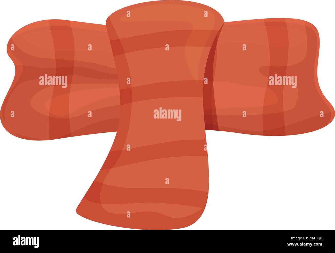 Roter Winterschal mit Streifen wird jemandem um den Hals gebunden, während er draußen im Schnee läuft Stock Vektor