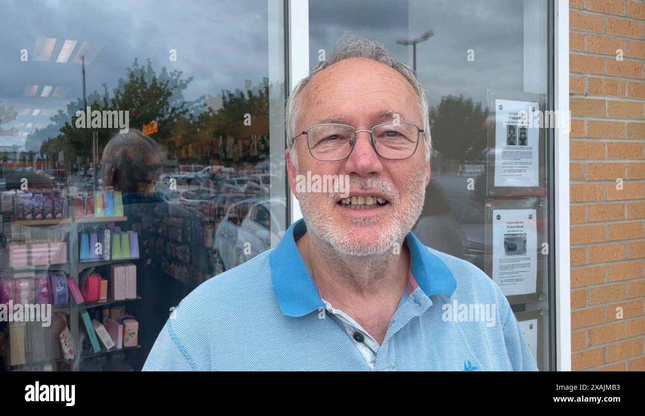 David Jordan, 72, aus Portsmouth, sprach mit der Nachrichtenagentur PA. Die Mitglieder der Öffentlichkeit im Wahlkreis von Unterhaus-Leader Penny Mordaunt sind sich darüber einig, ob die Entscheidung der Premierministerin, frühzeitig von den D-Day-Gedenkfeiern in Frankreich nach Hause zu kommen, ihre Chancen auf Wiederwahl beeinträchtigen könnte. Bilddatum: Freitag, 7. Juni 2024. Stockfoto