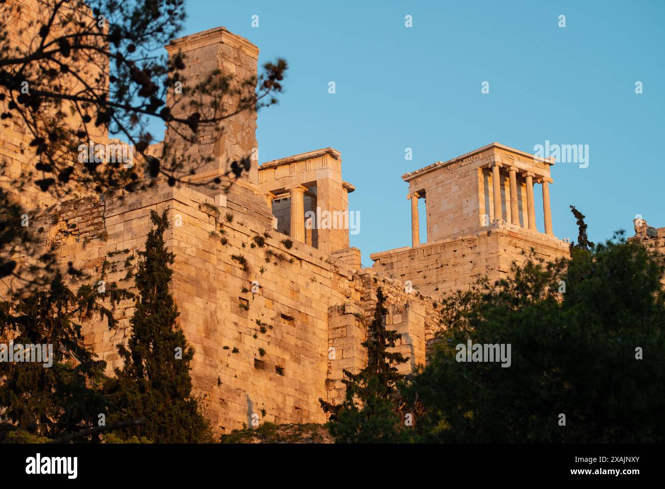 Akropolis bei Sonnenuntergang, Athen, Griechenland Stockfoto