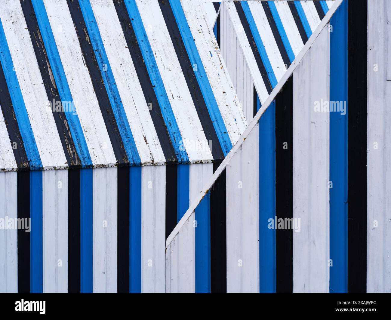 Badehütten am Strand in Yport, Normandie, französische Atlantikküste Stockfoto