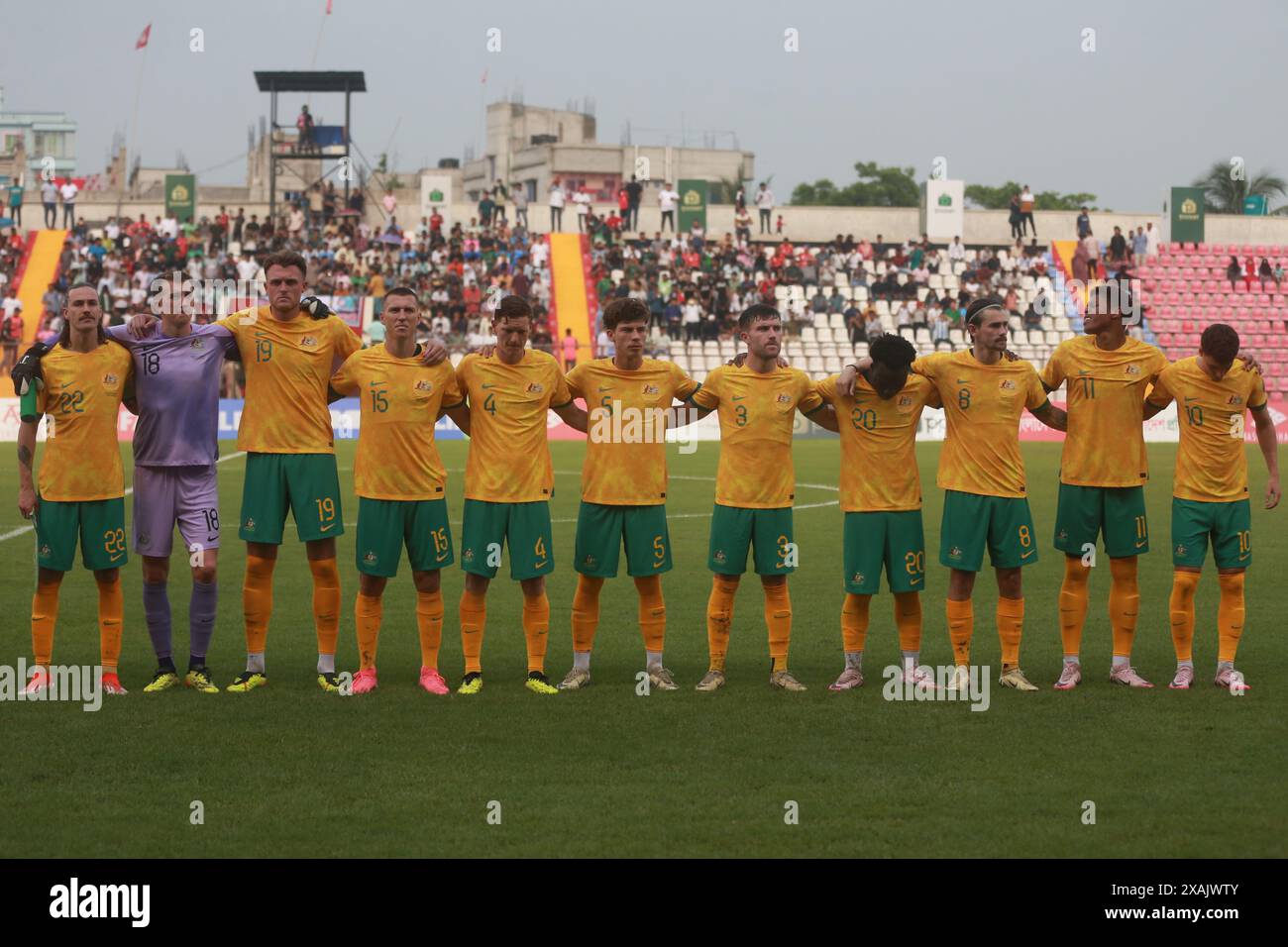 Australien beendete elf vor dem zweiten Legspiel der Qualifikation zur FIFA-Weltmeisterschaft gegen Bangladesch am 6. Juni 2024 in Dhaka, Bangladesch Stockfoto