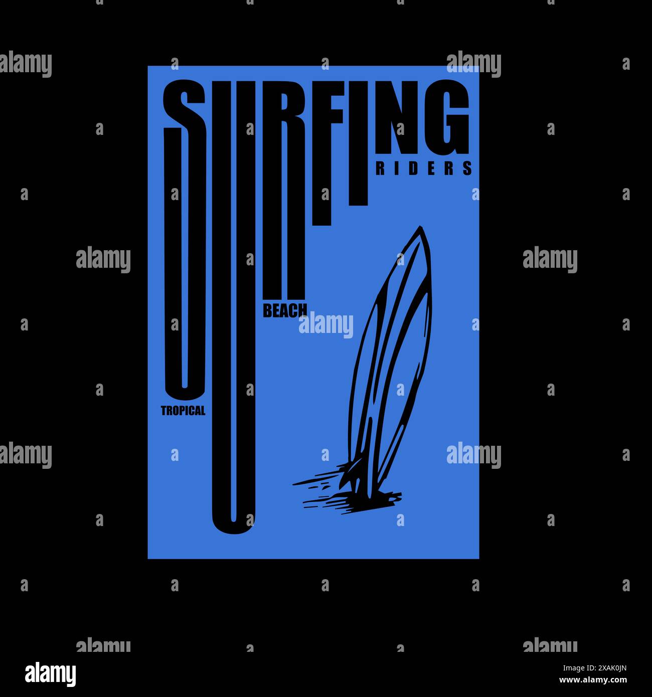 Surfing Riders Beach tropisches Surfbrett Sommer-Banner-Poster-Design Stock Vektor