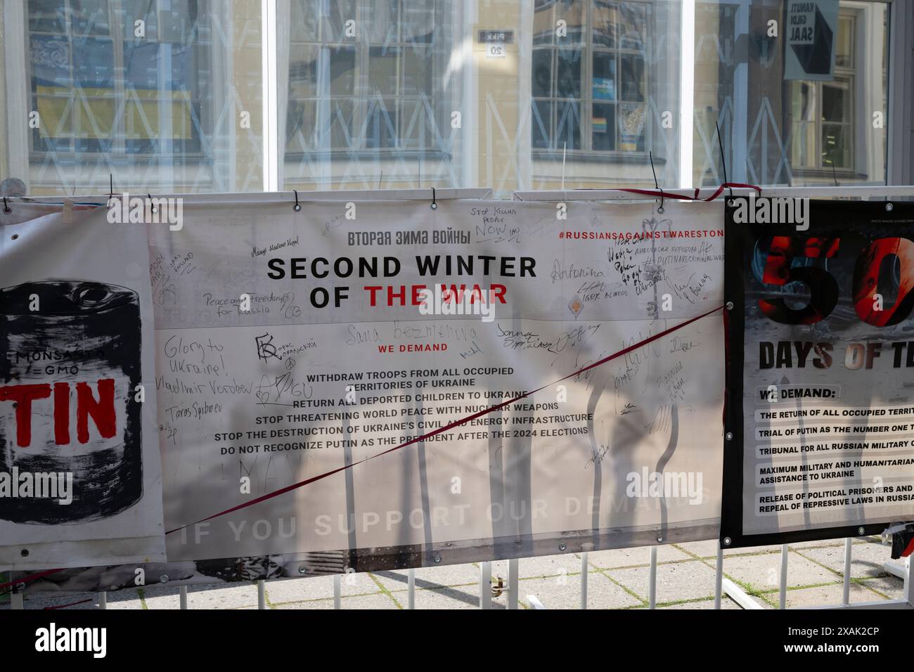 Antirussisches Protestzeichen, Tallinn, Estland Stockfoto