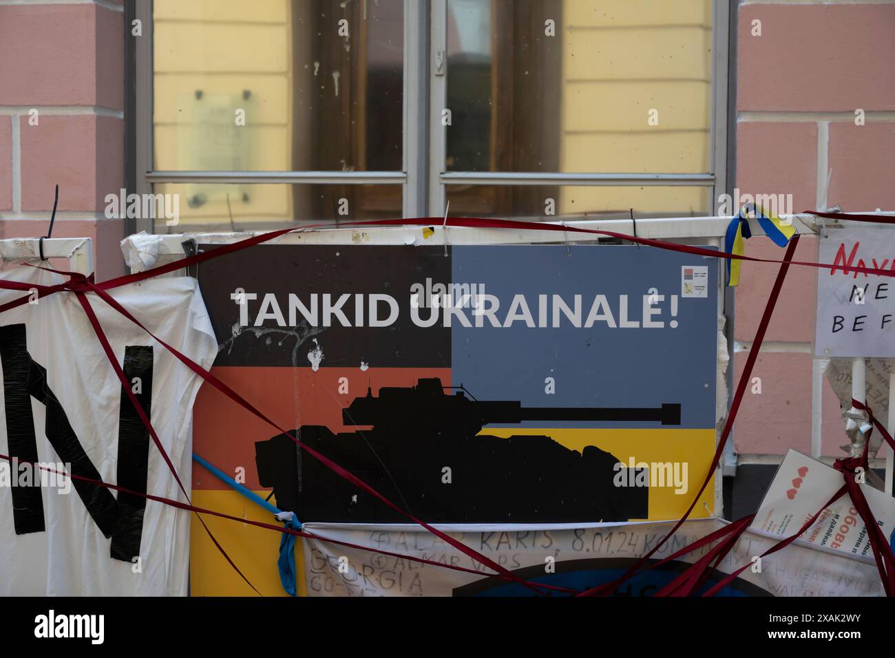 Antirussisches Protestzeichen, Tallinn, Estland Stockfoto