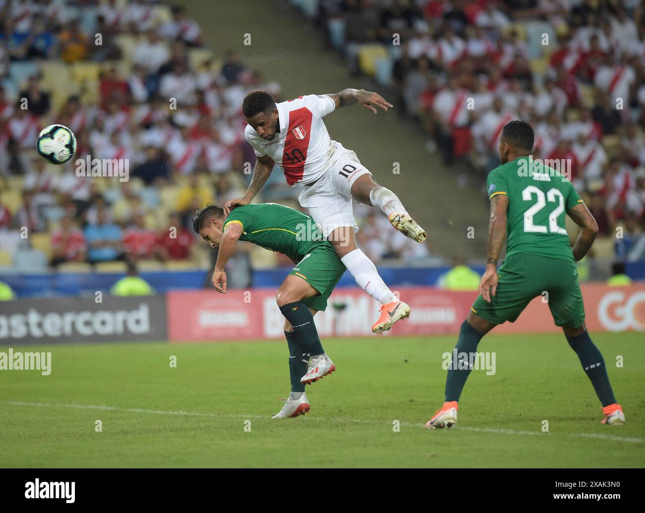 Rio de Janeiro-Brasilien, 8. Juni 2021, Spieler Paolo Guerrero der peruanischen Copa América-Fußballmannschaft, Perus Nationalmannschaft während eines Spiels in der Maracanã St Stockfoto