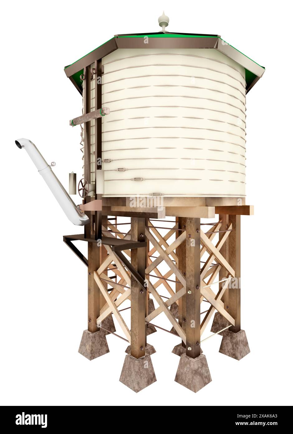 Wasserturm isoliert auf weißem Hintergrund Stockfoto