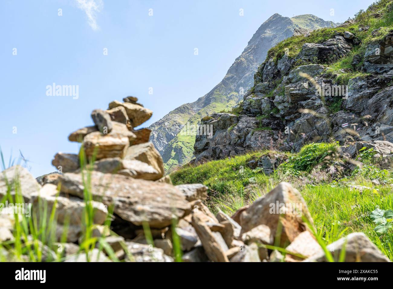 Europa, Österreich, Verwall, Vorarlberg, Montafon, Schruns, Berglandschaft am Vormarsch zur Wormser Hütte Stockfoto