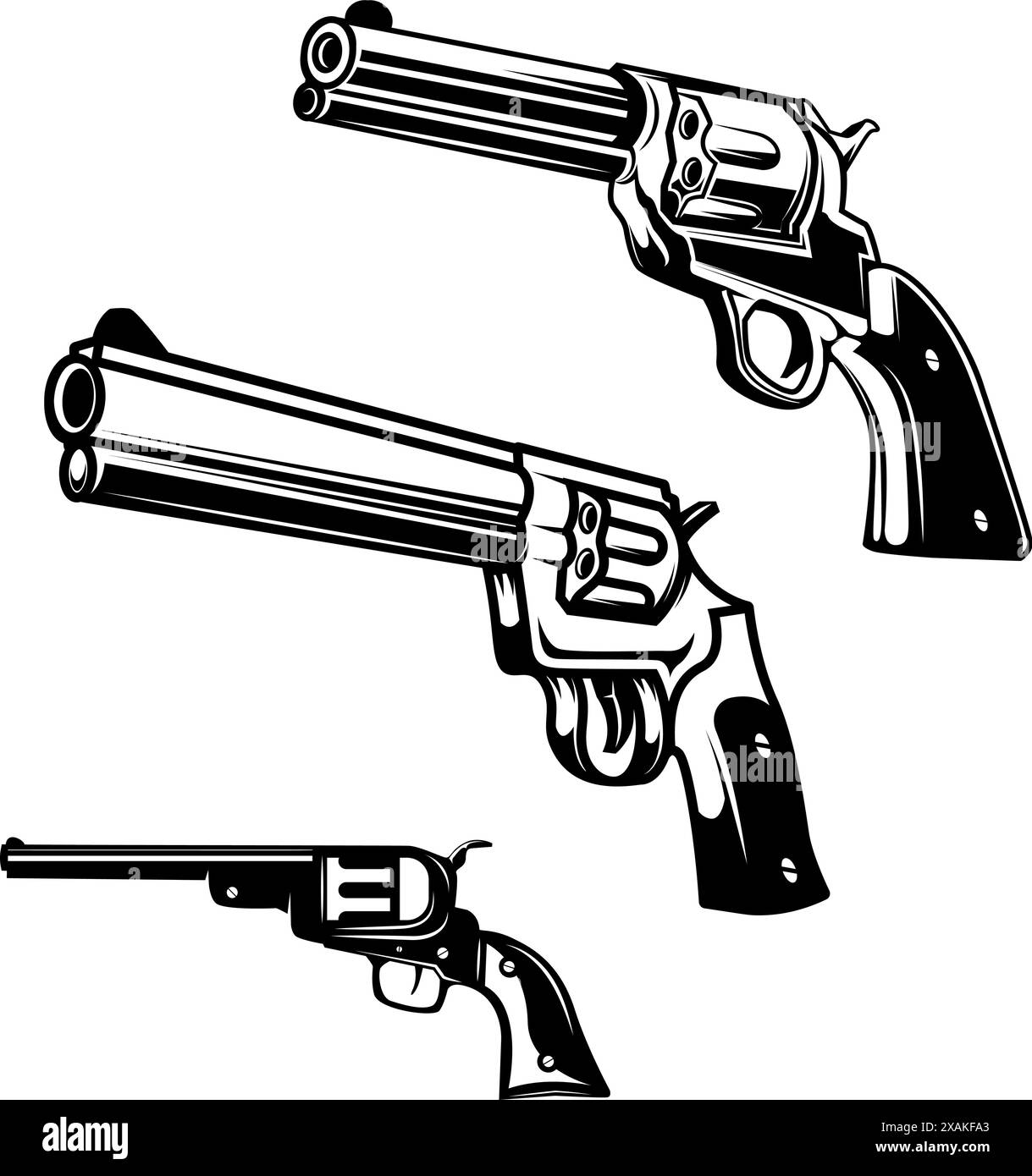 Illustration eines Cowboyrevolvers isoliert auf weißem Hintergrund Stock Vektor